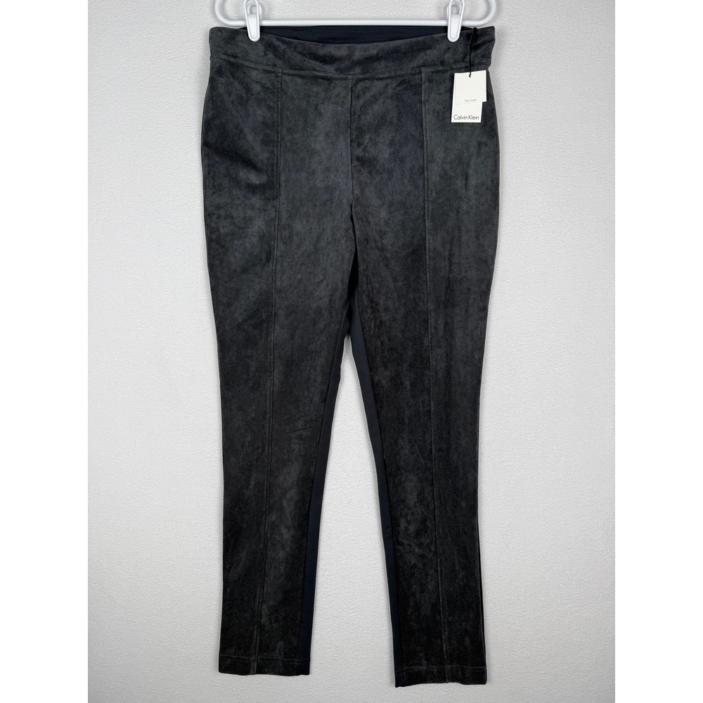 NEW Calvin Klein Modern Essentials Faux Suede Power Stretch Leggings Womens L